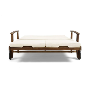 Tumbona Doble de Madera de Teca de Lujo para Exteriores, con Cojín y Respaldo Ajustable, Muebles de Jardín para el Patio o la Piscina - Product Image 4