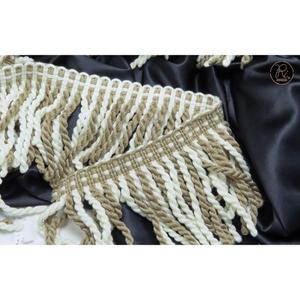 Elegante Ribete de Borlas Multicolor con Flecos de Hilo Metálico en Verde Oliva, Beige y Marrón para Decoración de Sarees, Blusas, Dupattas y Accesorios de Borde - Product Image 3
