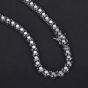 Moissanite Stones Prong Cuban Link Chain Necklace Solid 925 Sterling Silver with Rhodium Finish Passes Diamond Tester - Product Image 5