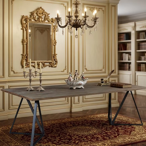 Helen Custom <b>Solid</b> Wood Dining <b>Table</b> Industrial Style <b>Wooden</b> <b>Table</b> with Metal Frame for Hotel Cafe Interior Projects - Product Image 1