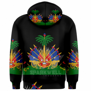 Sudadera con Capucha Negra para Hombre, Diseño con Escudo Nacional, Estampado por Sublimación, Estilo Casual, Corte Regular, Tejido de Punto, 100% Algodón, Otoño - Product Image 6