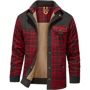 ARTIZ INTERNATIONAL Men's Plaid <b>Flannel</b> Shirt <b>Jacket</b> Removable Hoodie Thermal Fleece Lined Windproof Eco-Friendly Streetwear - Product Image 5