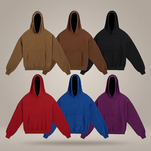 เสื้อฮู้ดดี้ผู้ชายทรงยาวผ้าฝ้าย 100% ทรงหลวมสไตล์ฝรั่งเศส สตรีทแวร์ สีพื้น ทรงปกติ น้ำหนัก 400 กรัม สำหรับฤดูใบไม้ผลิ - Product Image 4