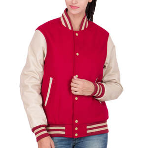 Street Wear Varsity Jacket Custom Logo Breathable <b>Raw</b> Fashion Style Winter Women's Varsity Jacket with Pocket and Button Closure - Product Image 1