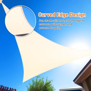 Telo Ombreggiante Triangolare in HDPE Crema 3x3x4,3m per Esterni, Giardino, Spiaggia, Schermo Privacy per Ombreggiatura Patio - Product Image 4