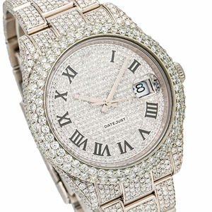 Montre à quartz en acier inoxydable de luxe, style hip-hop, avec diamants Moissanite VVS, bracelet de 20 mm, cadran en verre, unisexe - Product Image 2
