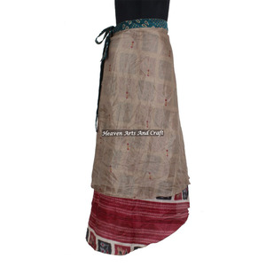 2026 High Fashion Elegant Bohemian Asymmetrical Pleated Silk <b>Wrap</b> <b>Skirt</b> Maxi Reversible for Women Long Beach Wear Waist Summer - Product Image 5