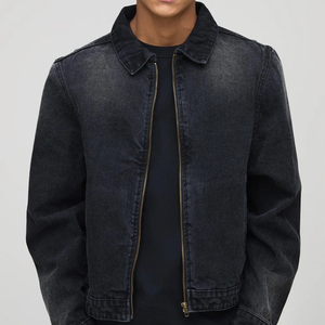 แจ็คเก็ตยีนส์สั่งทำพิเศษ แจ็คเก็ตพิมพ์ลาย แจ็คเก็ตยีนส์สีดำ แจ็คเก็ตแฟชั่นสำหรับแบรนด์เสื้อผ้าในสหรัฐอเมริกา - Product Image 3