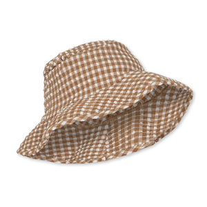 High Quality Brown Checkered Cotton Poplin Bucket <b>Hat</b> Unisex Casual Spring <b>Summer</b> Style - Product Image 2