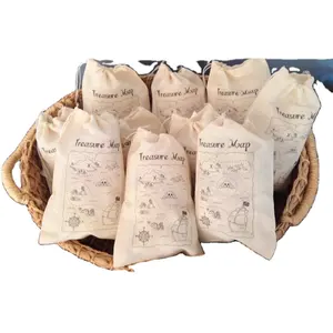 Pochette à cordon en mousseline de coton Petit sac cadeau en coton Sacs à cosmétiques en coton écologique - Product Image 1