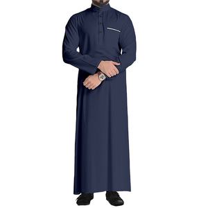 Thobe Ropa islámica Hombres Rob Jubbah Thobe Vestido islámico Daffah Parche de bolsillo en el pecho personalizado Vestido de oración Thobe para hombres - Product Image 3