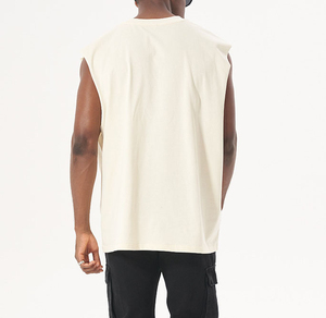 Camiseta sin mangas básica para hombre, cuello redondo, 100% algodón, chaleco muscular, camiseta deportiva para gimnasio, transpirable, ecológica, antipilling - Product Image 2