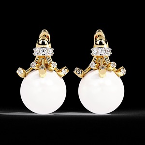 Handmade Octopus <b>Pearl</b> & Moissanite <b>Earrings</b>, Sea Life Statement Dangle Jewelry, Luxury White <b>Pearl</b> with Sparkling Accent - Product Image 2