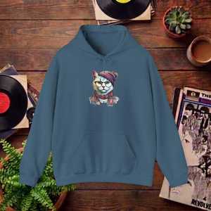 Sudadera Negra con Capucha y Estampado de Gato, Impresión Digital, Ropa Casual de Otoño para Hombre - Product Image 2