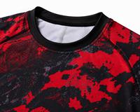 T-shirt de sport respirant à manches courtes pour homme, imprimé camouflage noir et rouge, séchage rapide, en spandex, anti-transpiration, vente chaude