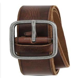 Cinturón informal de cuero Vintage para hombre, hecho a mano, con hebilla de una sola punta de plata, color marrón, personalizado, a la moda - Product Image 6