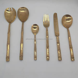 Juego de cubiertos de latón satinado estilo bistró francés con mango ancho tipo pala, juego de cubiertos dorados cepillados para restaurante gourmet - Product Image 6
