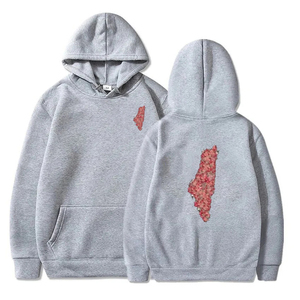 <b>White</b> 100% Cotton Fleece Pullover Hoodie Unisex Floral Outline Map Print Front Back Kangaroo Pocket Regular Fit <b>Sweatshirt</b> - Product Image 5