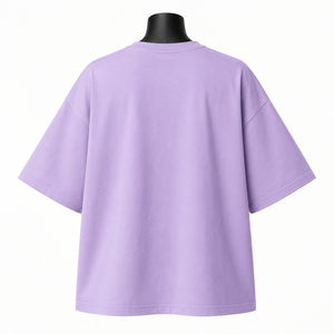 เสื้อยืดโอเวอร์ไซส์สีม่วงสำหรับผู้หญิง ผ้าฝ้าย สวมใส่สบาย ทรงหลวม คอกลม แขนสั้น พิมพ์ลาย เสื้อฤดูร้อน ราคาถูก รับสั่งทำ - Product Image 5