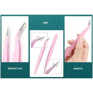 Professional Lash Tweezers Kit 2PCS Stainless Steel Straight and Curved Tip Tweezers for Eyelash <b>Extensions</b> DIY Crafts <b>Nail</b> Art - Product Image 4