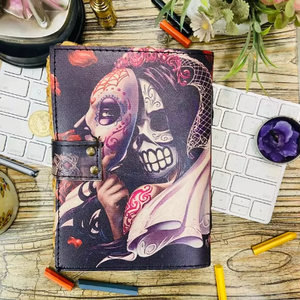 Diario de Cuero con Diseño de Calavera, Impresión Vintage Hecha a Mano, Encuadernado Térmico, Cuaderno de Escritura, Regalo Personalizado Único para Hombres y Mujeres - Product Image 1