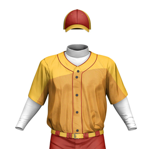 Men's Baseball Jersey Set Yellow Red <b>Mesh</b> <b>Short</b> Sleeve Button Front Breathable Regular Fit All Seasons Sport Apparel - Product Image 1