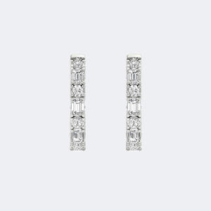 Pendientes de Aro Eternity con Barra de Esmeraldas Redondas de 5.15CTW y Formas Mixtas - Product Image 1