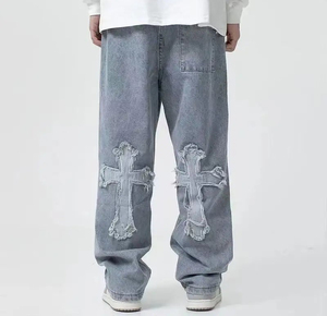 Wholesale Denim Jeans for <b>Men</b> Casual Regular Fit <b>Stretch</b> Breathable Solid Mid Waist Straight Style Fit Jeans - Product Image 5