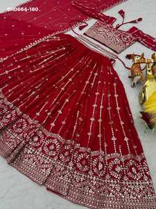 La mejor tela de la última colección, georgette sintética pesada con bordado de lentejuelas, conjunto de lehenga choli y dupatta a precio de mayorista. - Product Image 5