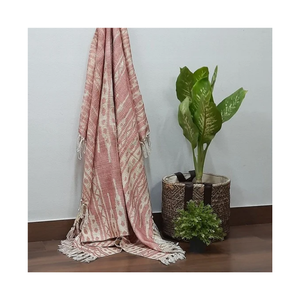 Plaid réversible en coton 52 x 72 pouces 260 GSM 34 TC à motif bicolore avec bords frangés, couvre-canapé, textile de salon - Product Image 2