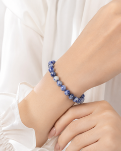 Pulsera de Piedras Naturales Mayrabygungun, Unisex, Clásica, de Cuarzo Azul, con Cuentas Redondas, Regalo de Joyería, Accesorio de Moda, Rajasthan - Product Image 1