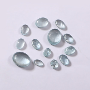 Lot en gros de pierres précieuses naturelles aigue-marine ovales calibrées 5x7 mm, cabochons à dos plat pour la fabrication de bijoux - Product Image 3