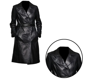 Solid Trader Top Quality Breathable Protection Cozy Lining Beautiful Tailored Fashion Coat Womens <b>Long</b> <b>Leather</b> <b>Jacket</b> - Product Image 3