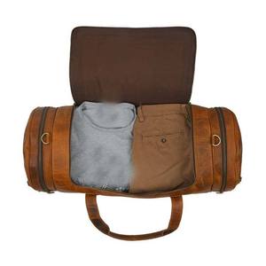 Sac de voyage en cuir marron, sac de week-end, sac de sport avec logo imprimé, sac de transport pour une nuit - Product Image 4