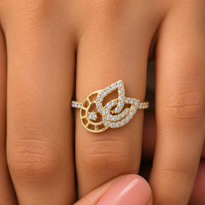 Bague en or massif 14K 18K avec diamant de laboratoire taille ronde, motif feuille, DEF VVS, bague de mariage personnalisée pavée de diamants, fournisseur OEM en gros - Product Image 2