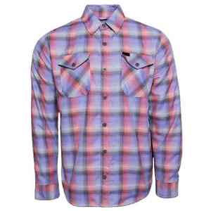 Men's Hooded Collar <b>Flannel</b> Plaid Shirt Long Sleeve Regular Fit 100% Cotton Quilted Embossed Front Logo Casual Outdoor - Product Image 1
