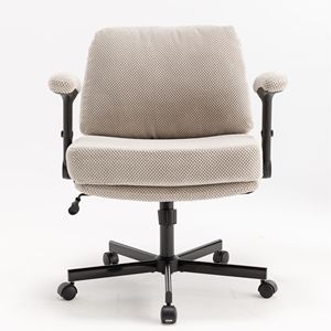 Sedia da Ufficio Criss Cross con Braccioli Ribaltabili, Tessuto Confortevole, Seduta Larga Regolabile e Cuscino Spesso, Ruote Incluse - Product Image 1