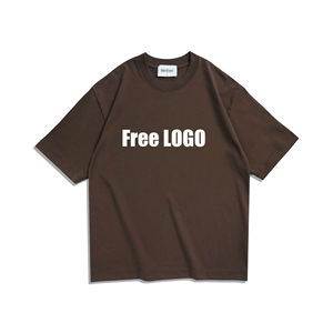 Camiseta de Hombre Oversize de Algodón Orgánico Puro Transpirable de 250g con Hombro Ligeramente Caído y Logo Frontal, Cuello Redondo, Ajuste Holgado Informal - Product Image 3