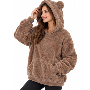 Unisex <b>Men</b> Women <b>Sherpa</b> <b>Fleece</b> Embroidered Hoodie Wholesale Warm Soft Winter Plush Pullover Hooded Sweatshirt Custom Casual - Product Image 6