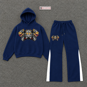 Conjunto Deportivo Personalizado Azul Marino con Sudadera con Capucha y Pantalones Jogger Estampados para Hombre, Ropa Deportiva Casual al por Mayor - Product Image 5