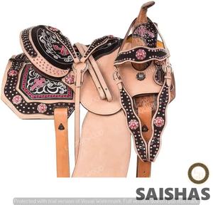 Selle en cuir véritable légère de qualité supérieure fabriquée à la main de style occidental pour la performance de rodéo de course de baril - Product Image 1