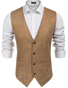 Gilet d'hiver pour homme en polyester/coton, style cowboy western, décontracté, coupe ajustée, col en V, sans manches, personnalisable OEM, vente en gros - Product Image 2