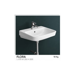Lavabo de Pared Flora, Rectangular, de un Solo Orificio, Acabado Cromado, Diseño Minimalista, 12L, Certificado NSF, para Baño - Product Image 1