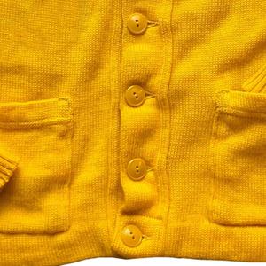 Men's Solid Yellow V-neck Thick <b>Cardigan</b> <b>Sweater</b> Full Sleeve Button Closure Breathable Anti-Pilling Cotton Winter - Product Image 6
