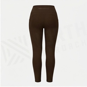 High Waist Full Length Solid <b>Brown</b> Yoga <b>Leggings</b> Seamless Four-Way Stretch Spandex Nylon Women's Sportswear - Product Image 2