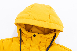 Men's <b>Yellow</b> <b>Puffer</b> <b>Jacket</b> With Hood Windproof Winter Coat Casual Thick Polyester Wadding Regular Fit Zipper Closure - Product Image 4