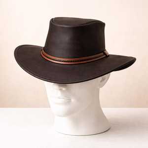 Sombrero de vaquero de cuero hecho a mano de primera calidad, color marrón oscuro, ala ancha, estilo western, para regalo. - Product Image 3