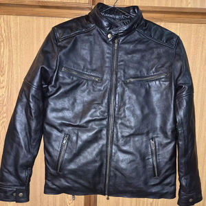 Veste en cuir de vache pour homme de haute qualité, style vintage, doublure en polyester, fermeture à boutons et fermeture éclair, écologique, pour l'hiver et la moto - Product Image 1