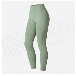 Leggings de yoga taille haute pleine longueur North Approach, sans coutures, vert uni, extensibles dans quatre directions, vêtements de sport pour femmes - Product Image 3