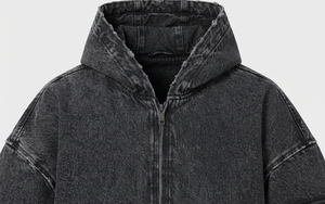 Sudaderas con capucha para hombre con cremallera, lavado ácido, 100% algodón, básicas, oversize, desgastadas, de corte holgado, unisex, al por mayor, personalizadas - Product Image 3